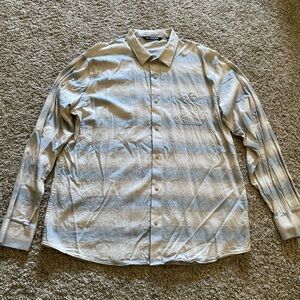 Travis Mathew Light Gray Striped Button Down Shirt